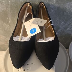 A New Day Corinna Women's Black Pointed Ballet Flats Black  Memory Foam 7 NIB